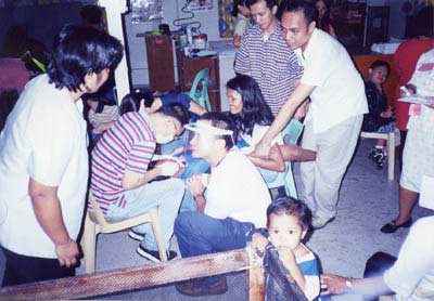 During dental examination, the patient was crying. 