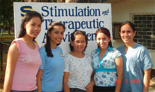 Katrina Q. Villarante - OT (Left),Donna T. Tarusan - PT/Coordinator,Delia Erino - Utility (Center),Christine G. Mendoza - PT,Marifee O. Regoniel - OT (Right)